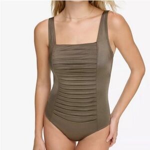 Calvin Klein Elegant Olive Green One-Piece Swimsuit